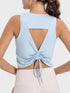 'Vivian' Drawstring Semi Backless Active Tank - Celes Fashion